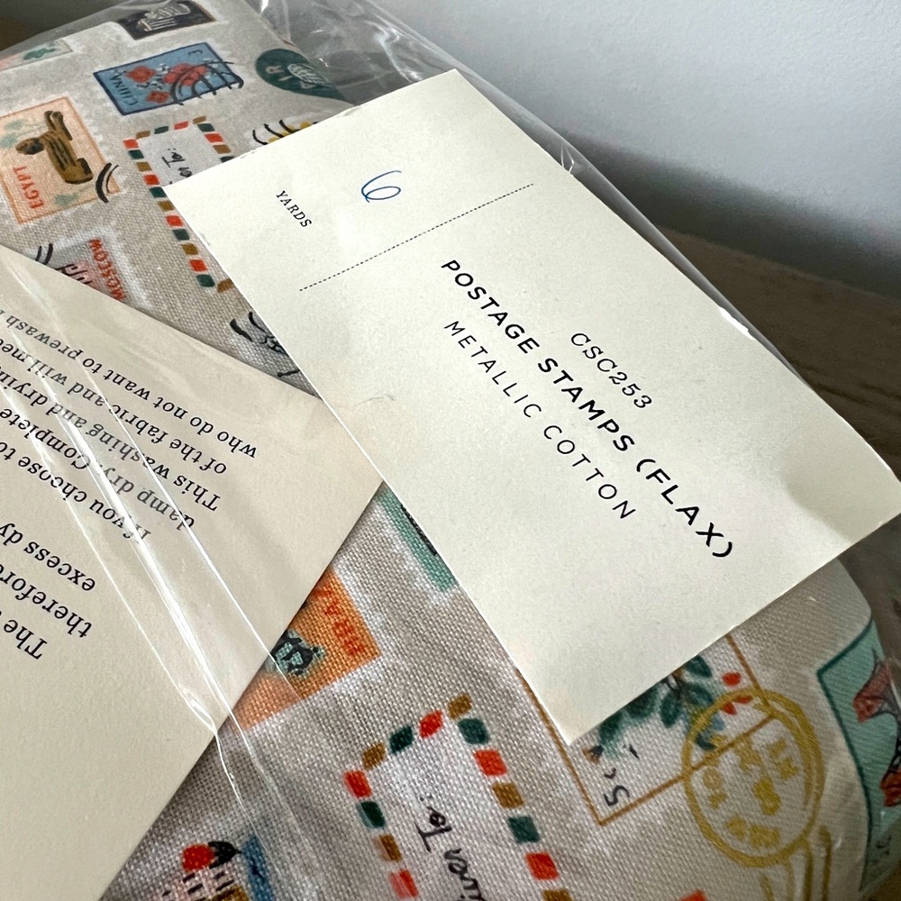 Rifle Paper Co Fabric - 6 Yards- Postage Stamps Metallic